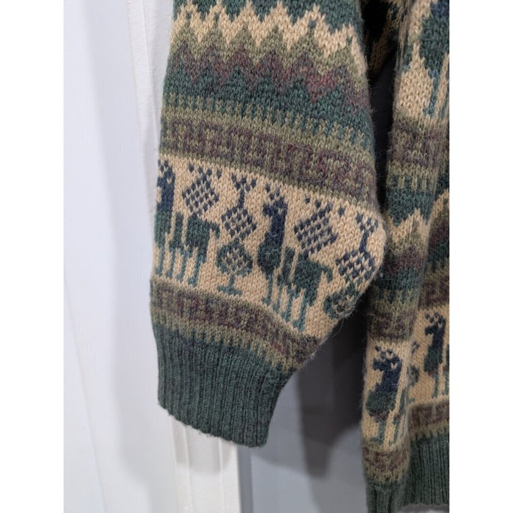 ARTESANIAS Los Incas Alpaca Sweater Pullover Green Tan Striped Long Sleeve Sz M? - Picture 15 of 16
